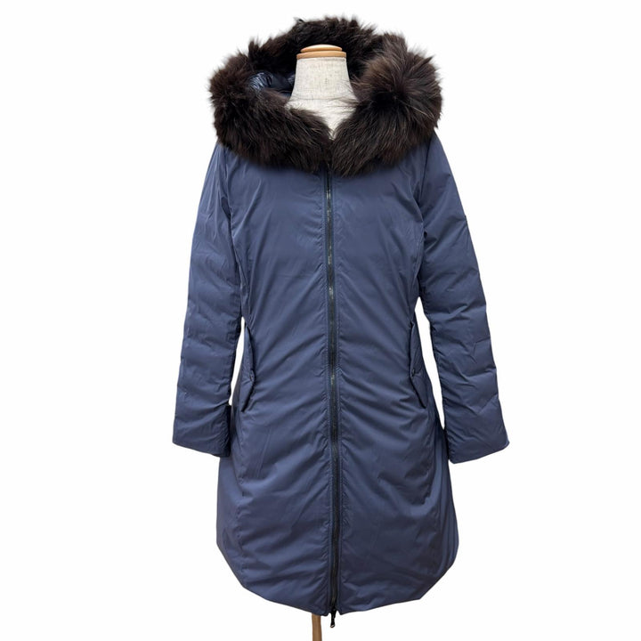 極美品△TATRAS タトラス 20AW LTA20A4706 ISERA イセラ ロゴワッペン ファー フード付き リバーシブル ダウンコート ネイビー 04 正規品