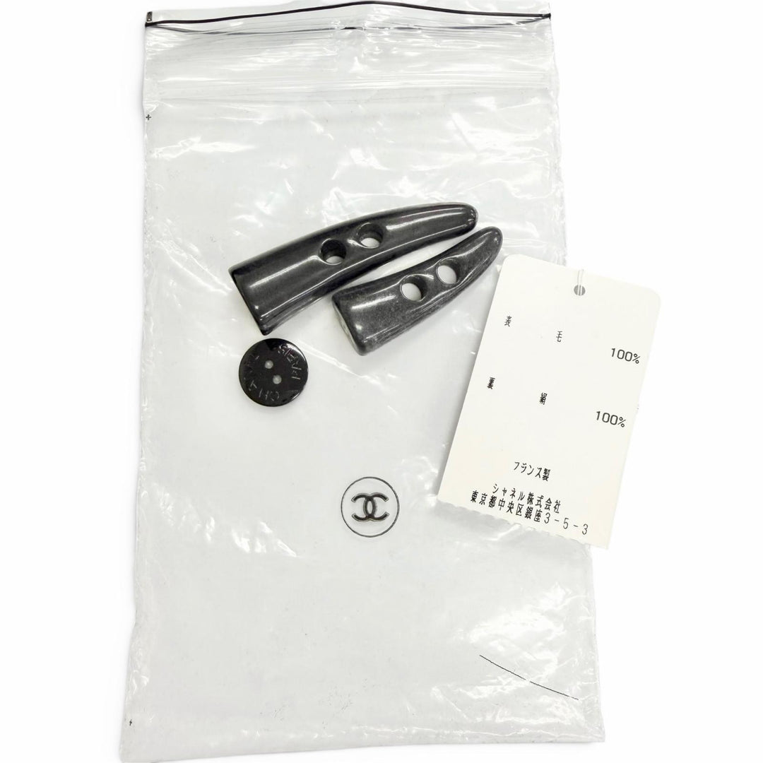 極美品△CHANEL シャネル P29341V19402 06A ウール100％ ココマークトグルボタン ダッフルコート ブラック 38 仏製 正規品 レディース