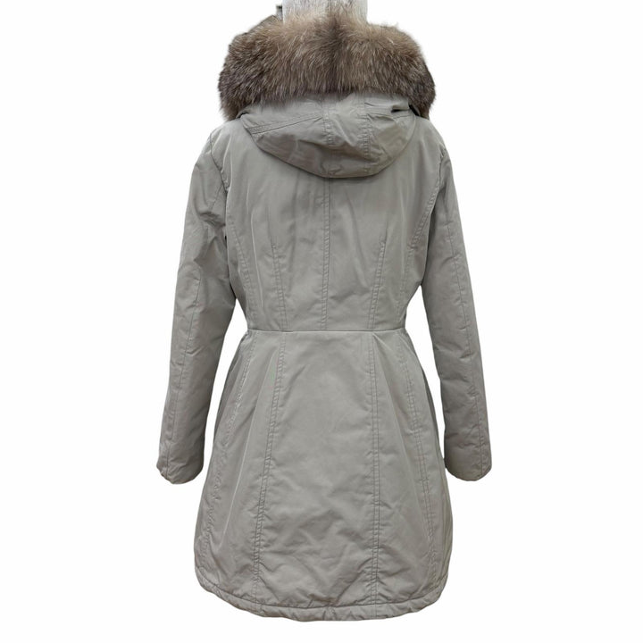 美品☆MONCLER モンクレール AREDHEL コットン ロゴワッペン・フォックスファー・フード付 ダウンコート ベージュ系 3 レディース