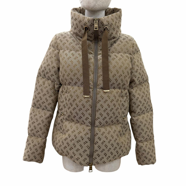 極美品☆Herno ヘルノ 2024年製 PI001972D MONOGRAM JACKET モノグラム ダウンジャケット ブラウン系 40 イタリア製 正規品 レディース