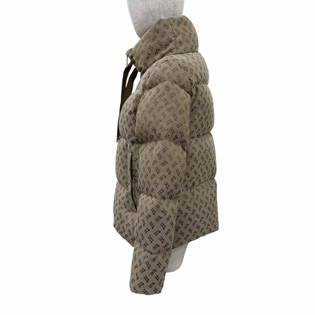 極美品☆Herno ヘルノ 2024年製 PI001972D MONOGRAM JACKET モノグラム ダウンジャケット ブラウン系 40 イタリア製 正規品 レディース