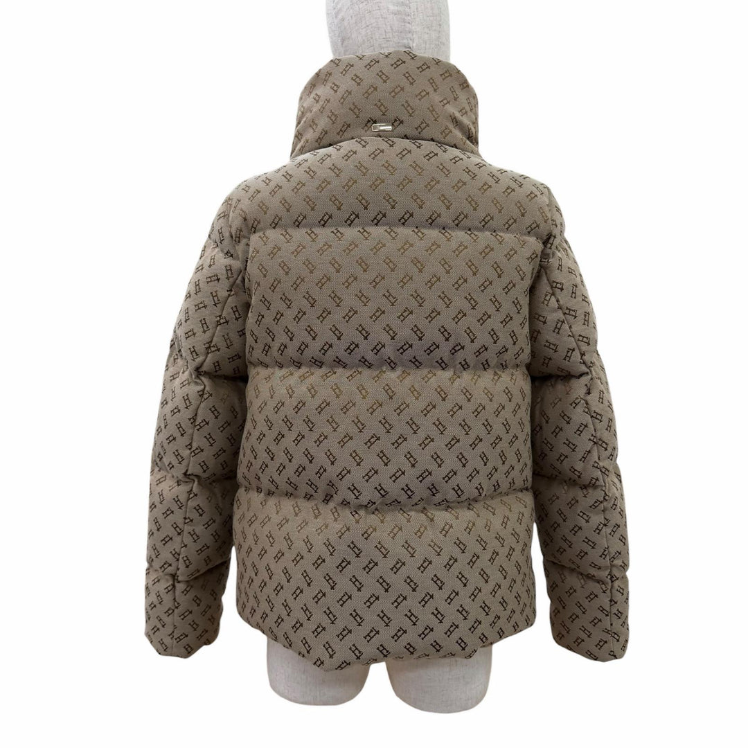極美品☆Herno ヘルノ 2024年製 PI001972D MONOGRAM JACKET モノグラム ダウンジャケット ブラウン系 40 イタリア製 正規品 レディース