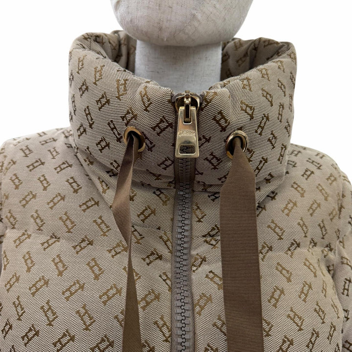 極美品☆Herno ヘルノ 2024年製 PI001972D MONOGRAM JACKET モノグラム ダウンジャケット ブラウン系 40 イタリア製 正規品 レディース