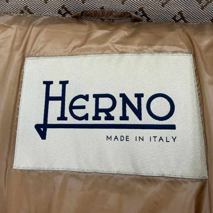 極美品☆Herno ヘルノ 2024年製 PI001972D MONOGRAM JACKET モノグラム ダウンジャケット ブラウン系 40 イタリア製 正規品 レディース