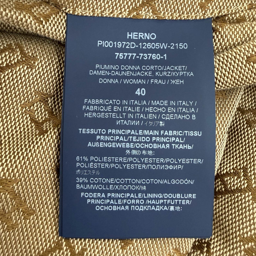 極美品☆Herno ヘルノ 2024年製 PI001972D MONOGRAM JACKET モノグラム ダウンジャケット ブラウン系 40 イタリア製 正規品 レディース