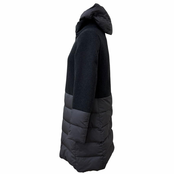 極美品★Herno ヘルノ 2023年製 PI001760D ウール混 フード付 切替デザイン ZIP UP ダウンコート グレー 38 イタリア製 正規品
