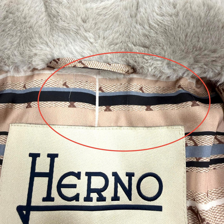 極美品★Herno ヘルノ 2023年製 GC000411D 比翼仕立て エコファー ロングコート アウター グレージュ 38 正規品 レディース