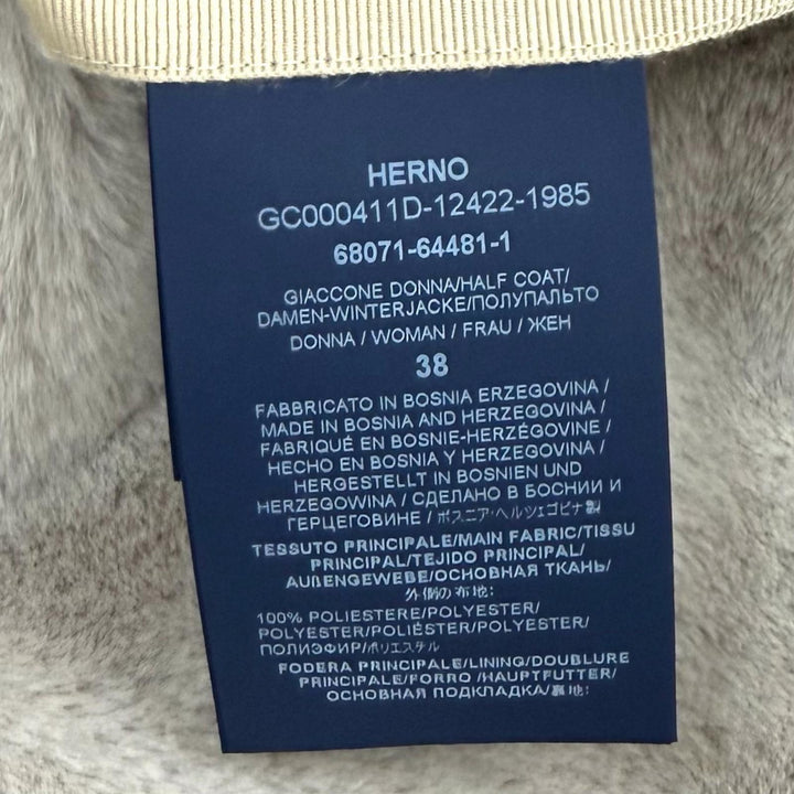 極美品★Herno ヘルノ 2023年製 GC000411D 比翼仕立て エコファー ロングコート アウター グレージュ 38 正規品 レディース