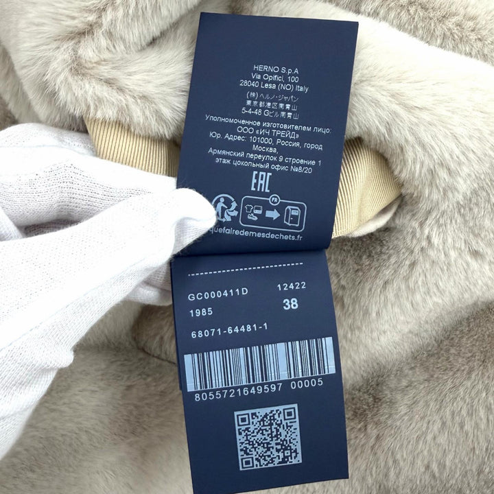 極美品★Herno ヘルノ 2023年製 GC000411D 比翼仕立て エコファー ロングコート アウター グレージュ 38 正規品 レディース