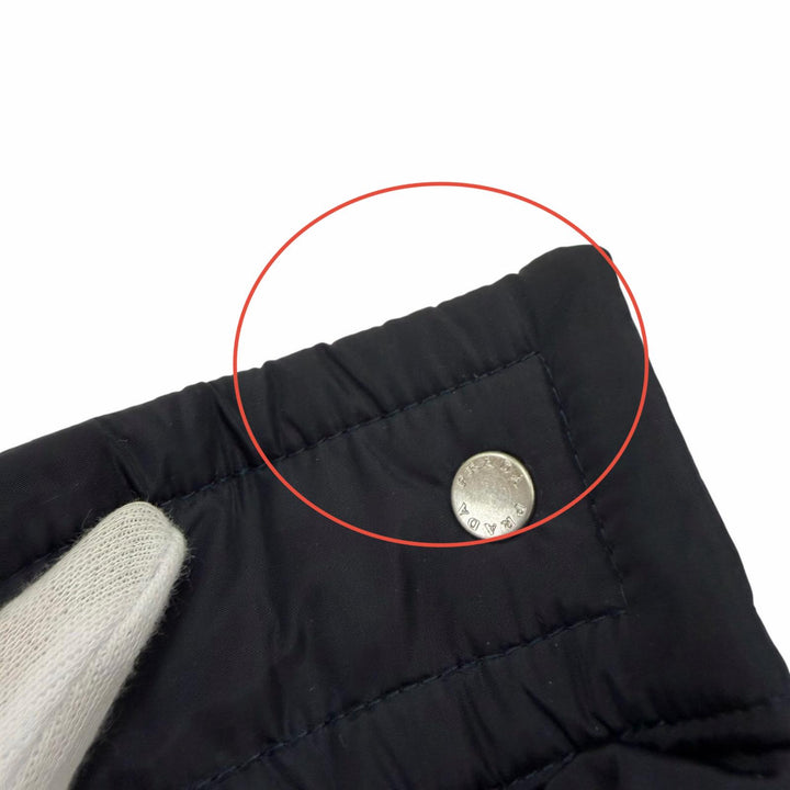 美品☆PRADA プラダ 2023年製 291794 トライアングルロゴプレート ファー・フード付 ZIP UP ダウンコート ネイビー 40 正規品 レディース