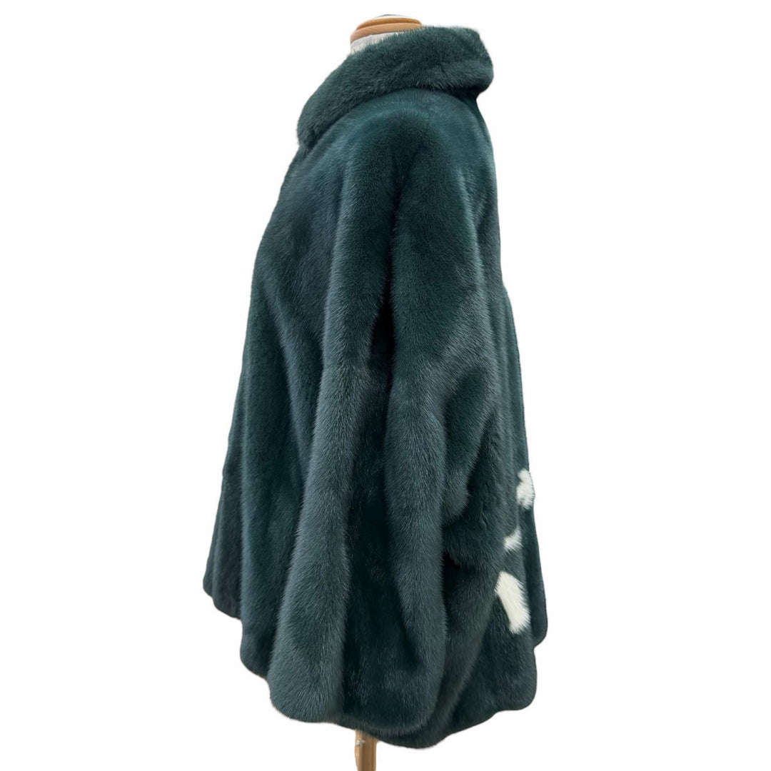 極美品△ANYA HINDMARCH アニヤ ハインドマーチ ミンクファー ジャケット 本毛皮コート グリーン S M イタリア製 正規品 ガーメント付き
