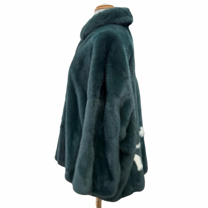 極美品△ANYA HINDMARCH アニヤ ハインドマーチ ミンクファー ジャケット 本毛皮コート グリーン S M イタリア製 正規品 ガーメント付き