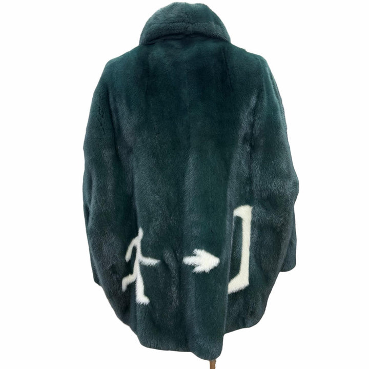 極美品△ANYA HINDMARCH アニヤ ハインドマーチ ミンクファー ジャケット 本毛皮コート グリーン S M イタリア製 正規品 ガーメント付き