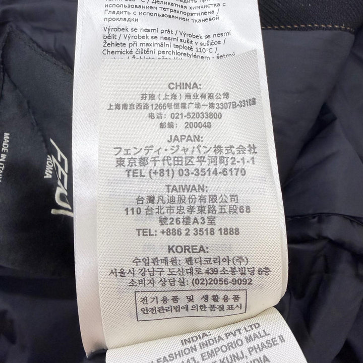 極美品□FENDI フェンディ FF0312 ストライプ柄 光沢 フーデッド 中綿入り パテッドコート ブラック 46 イタリア製 正規品 メンズ