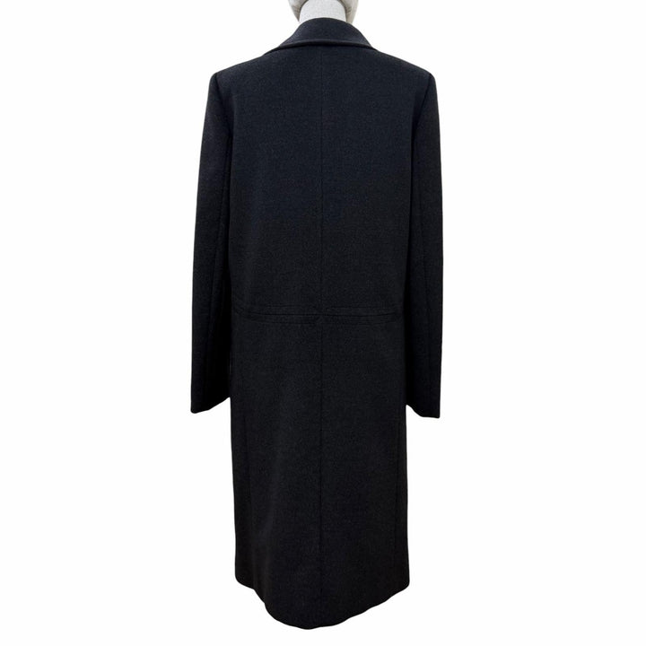 美品☆GUCCI グッチ 657 トムフォード期 レザー使い ZIP UP ロング丈 コート ダークグレー 42 伊製 レディース ガーメント・ハンガー付き