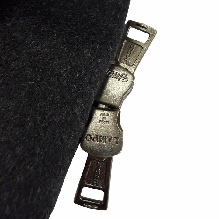 美品☆GUCCI グッチ 657 トムフォード期 レザー使い ZIP UP ロング丈 コート ダークグレー 42 伊製 レディース ガーメント・ハンガー付き