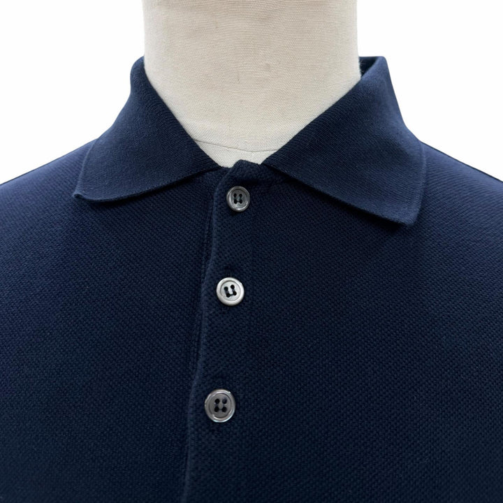 美品▼THOM BROWNE トムブラウン MJP137B-07976-415 Classic Pique 2003 4-Bar Polo 長袖ポロシャツ ダークネイビー 0 正規品 メンズ