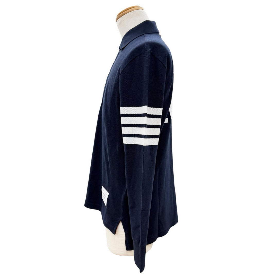 美品▼THOM BROWNE トムブラウン MJP137B-07976-415 Classic Pique 2003 4-Bar Polo 長袖ポロシャツ ダークネイビー 0 正規品 メンズ