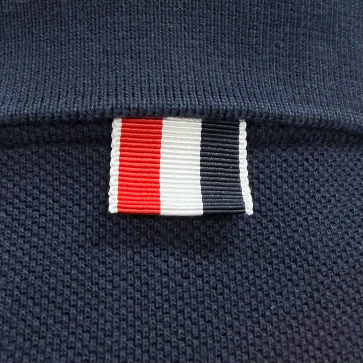 美品▼THOM BROWNE トムブラウン MJP137B-07976-415 Classic Pique 2003 4-Bar Polo 長袖ポロシャツ ダークネイビー 0 正規品 メンズ
