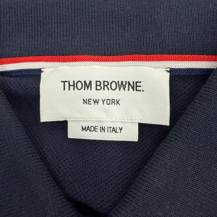 美品▼THOM BROWNE トムブラウン MJP137B-07976-415 Classic Pique 2003 4-Bar Polo 長袖ポロシャツ ダークネイビー 0 正規品 メンズ