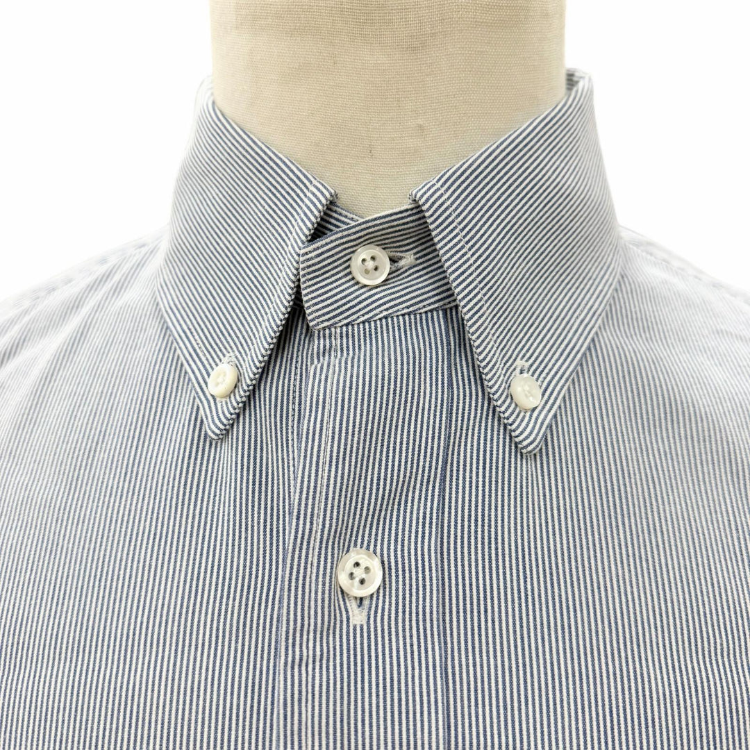 極美品▼THOM BROWNE トムブラウン MWS252A-06272-415 SHORT-SLEEVED SHIRTS コットン ストライプ柄 ボタンダウン 半袖シャツ 0 正規品