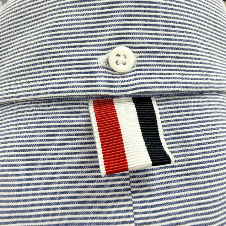 極美品▼THOM BROWNE トムブラウン MWS252A-06272-415 SHORT-SLEEVED SHIRTS コットン ストライプ柄 ボタンダウン 半袖シャツ 0 正規品