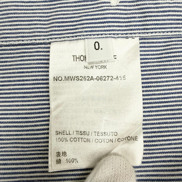 極美品▼THOM BROWNE トムブラウン MWS252A-06272-415 SHORT-SLEEVED SHIRTS コットン ストライプ柄 ボタンダウン 半袖シャツ 0 正規品