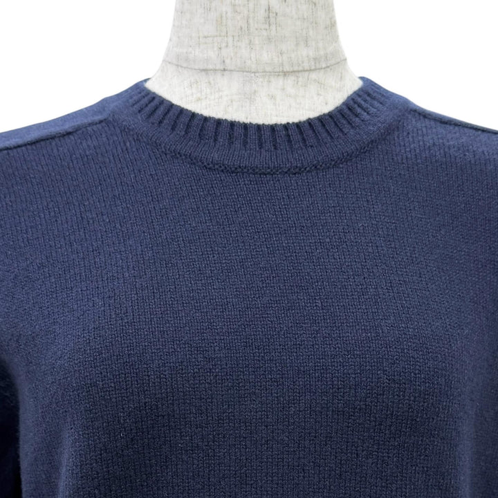 極美品△GUCCI グッチ 22SS 628389 カシミヤ100％ ホースビット付き クルーネック 七分袖 ニット セーター ネイビー S イタリア製 正規品