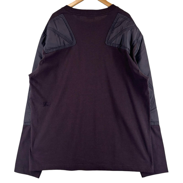 未使用品▲BURBERRY バーバリー 8077530 コットン100％ ロゴ刺繍 パネル切り替え スウェット パープル L ポルトガル製 正規品 メンズ