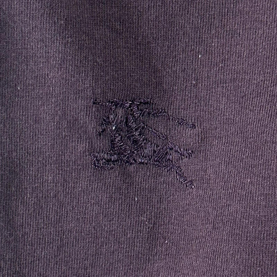 未使用品▲BURBERRY バーバリー 8077530 コットン100％ ロゴ刺繍 パネル切り替え スウェット パープル L ポルトガル製 正規品 メンズ