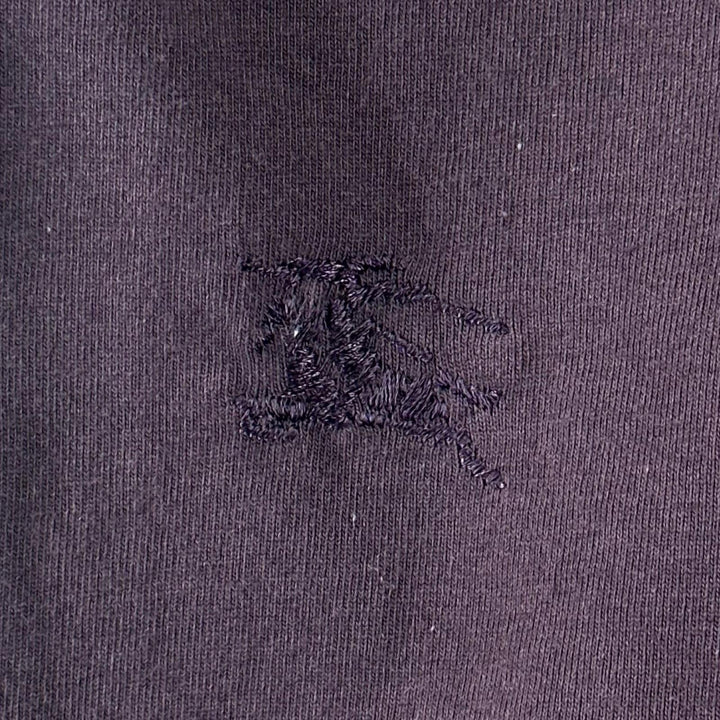 未使用品▲BURBERRY バーバリー 8077530 コットン100％ ロゴ刺繍 パネル切り替え スウェット パープル L ポルトガル製 正規品 メンズ