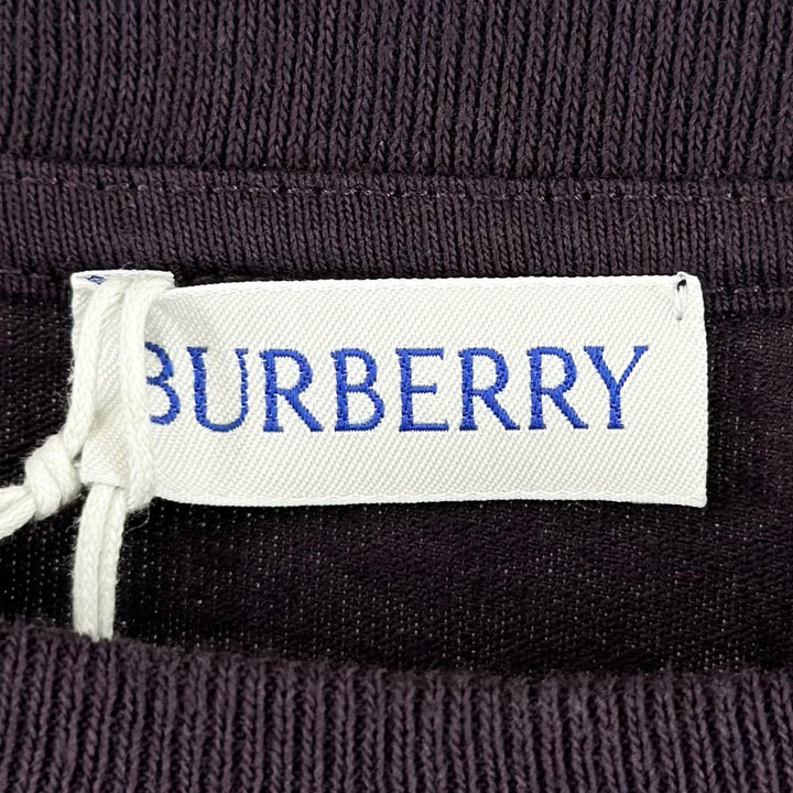 未使用品▲BURBERRY バーバリー 8077530 コットン100％ ロゴ刺繍 パネル切り替え スウェット パープル L ポルトガル製 正規品 メンズ