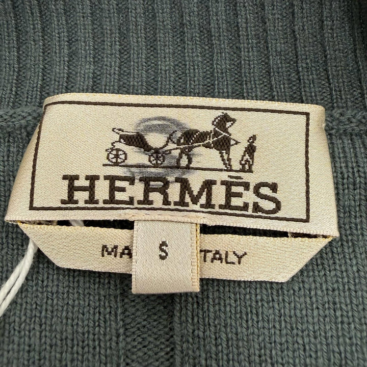 未使用品▼HERMES エルメス カシミヤ100% クルーネック プルオーバー ニットセーター カーキ S イタリア製 メンズ