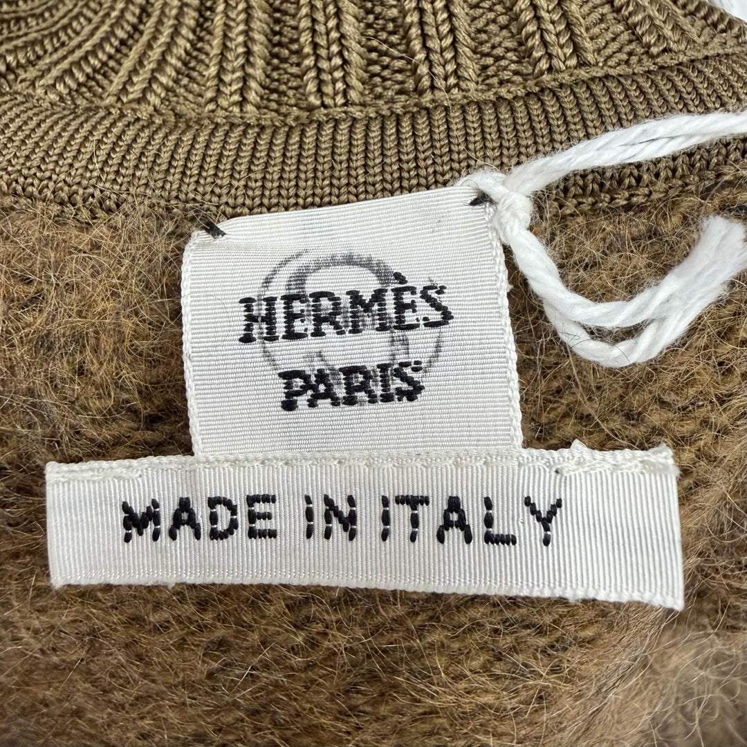 未使用品◇HERMES エルメス 2H2633DG バージンウール シルク モヘア 長袖 ジャギーニット セーター ブラウン 40 イタリア製 レディース