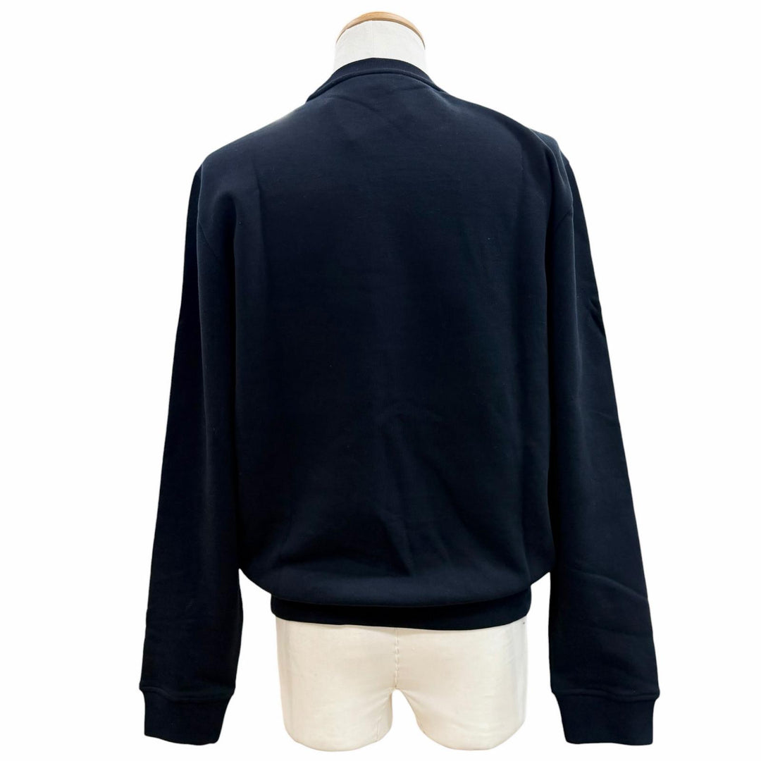 未使用品▼HERMES エルメス 23SS ETRIERS DECALES レザーパッチ クルーネック 裏起毛 プルオーバー スウェット ダークネイビー S メンズ