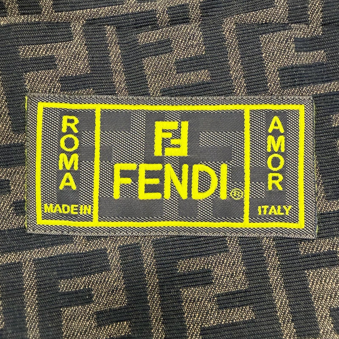 未使用品▼FENDI フェンディ FB0479 FFロゴ ズッカ柄 ロゴワッペン付き センタープレス スラックス イージーパンツ ブラウン 50 正規品