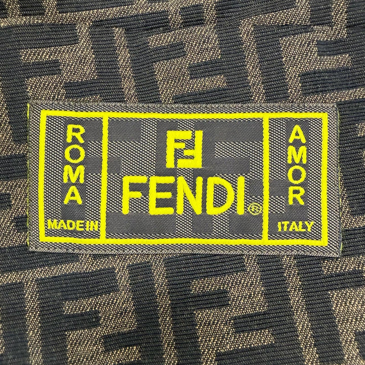 未使用品▼FENDI フェンディ FB0479 FFロゴ ズッカ柄 ロゴワッペン付き センタープレス スラックス イージーパンツ ブラウン 50 正規品