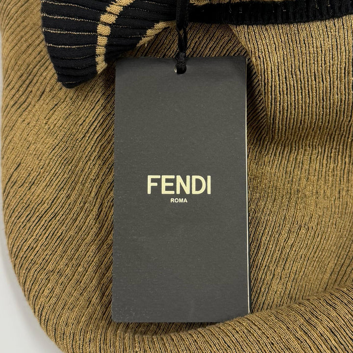 極美品★FENDI フェンディ FZD782 バロック柄 袖口フリル ハイネック ロング丈 ニット ワンピース ブラック ブラウン 38 伊製 正規品