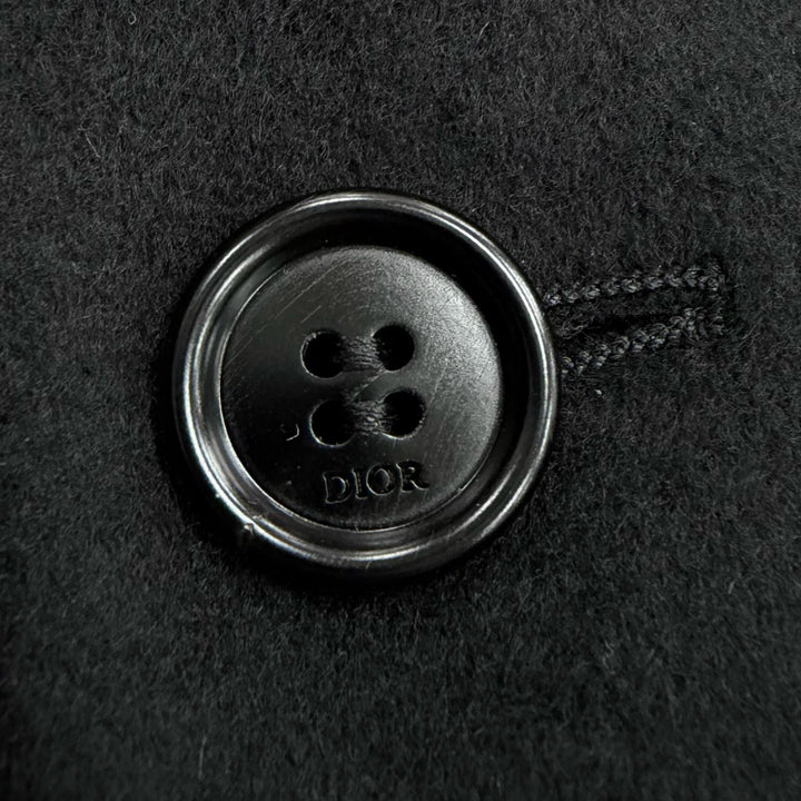 極美品▼DIOR ディオール オム 933C224A3225 カシミヤ100% ロゴ入りボタン シングルジャケット テーラード ブラック 46 正規品 メンズ