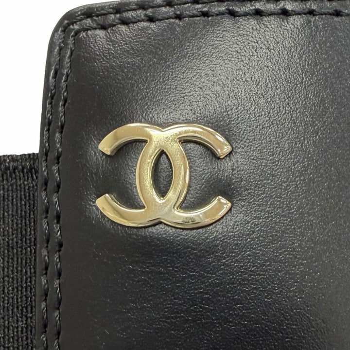 極美品△CHANEL シャネル G45786 B17237 24B ココマーク サイドゴア レザー ロングブーツ 厚底 ブラック 38 伊製 レディース 保存袋付き