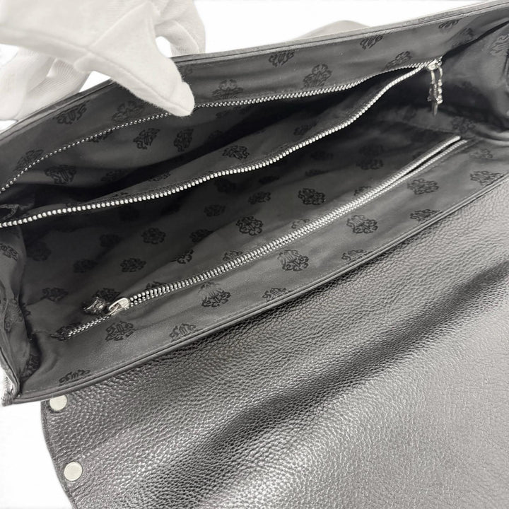 美品□CHROME HEARTS クロムハーツ レザー 一部SV925 ガンスリンガー CHプラス ブリーフケース ハンドバッグ ブラック 重量1565g メンズ