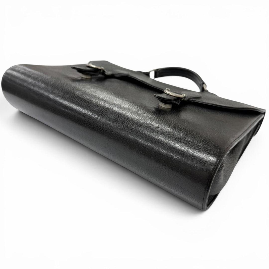 美品□CHROME HEARTS クロムハーツ レザー 一部SV925 ガンスリンガー CHプラス ブリーフケース ハンドバッグ ブラック 重量1565g メンズ