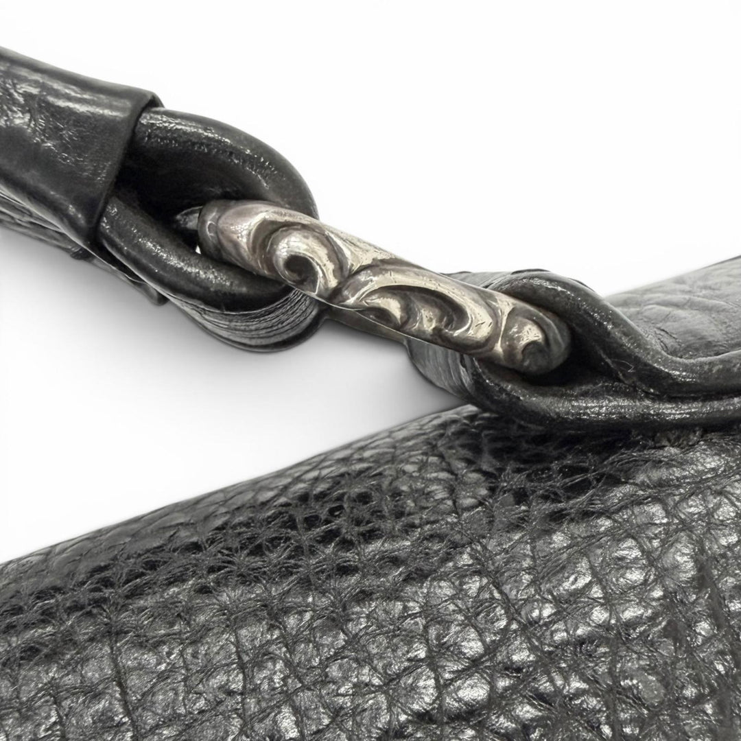 美品□CHROME HEARTS クロムハーツ レザー 一部SV925 ガンスリンガー CHプラス ブリーフケース ハンドバッグ ブラック 重量1565g メンズ