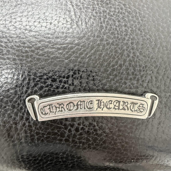 美品□CHROME HEARTS クロムハーツ レザー 一部SV925 ガンスリンガー CHプラス ブリーフケース ハンドバッグ ブラック 重量1565g メンズ