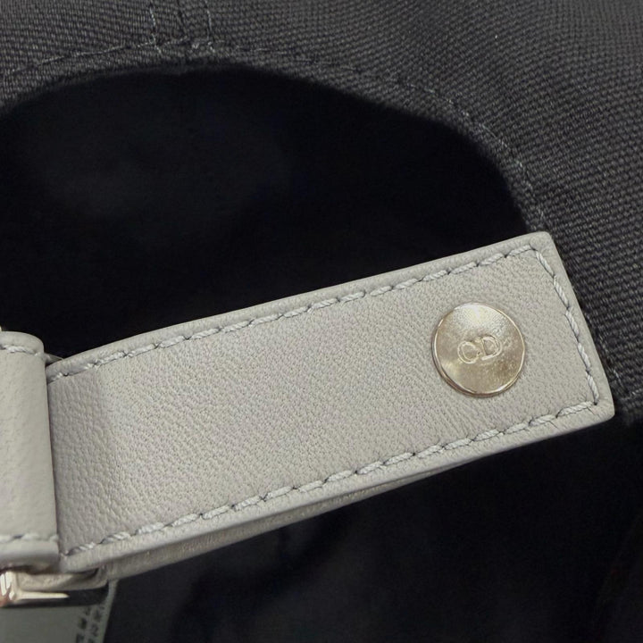 極美品▼DIOR ディオール オム 243C904I4511 コットン100% レザー使い ロゴプリント帽子 キャップ ブラック M イタリア製 正規品 メンズ