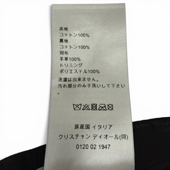 極美品▼DIOR ディオール オム 243C904I4511 コットン100% レザー使い ロゴプリント帽子 キャップ ブラック M イタリア製 正規品 メンズ