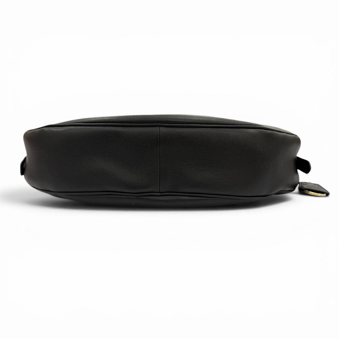 極美品◇PRADA プラダ 1BC255 ドゥミリュンヌ トライアングルロゴ レザー ショルダーバッグ ブラック イタリア製 レディース 保存袋付き