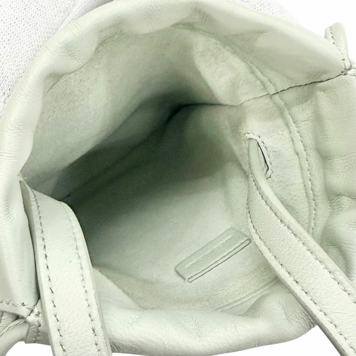 良品△CELINE セリーヌ 10L163ETK レザー キュイルトリオンフ ドローストリング モバイルポーチ フォンケース ショルダーバッグ グリーン