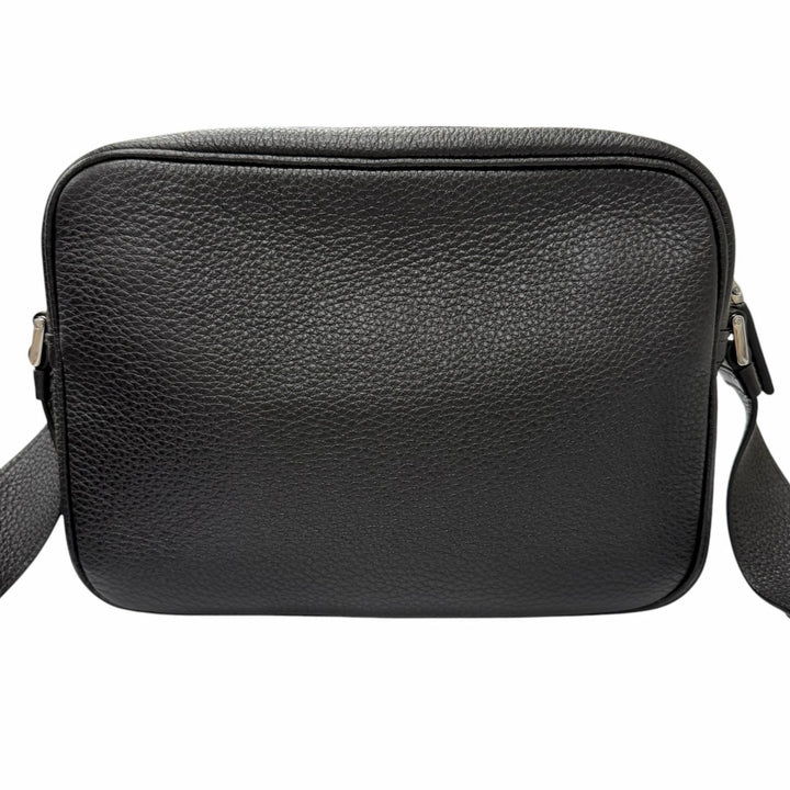 極美品□PRADA プラダ 2VH189 レザー トライアングルロゴ 三角プレート 斜め掛け ショルダーバッグ ブラック イタリア製 メンズオススメ