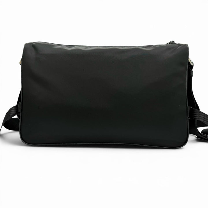 極美品▼PRADA プラダ 2VH191 ナイロン レザー トライアングルロゴ 三角プレート Re-Nylon ショルダーバッグ ブラック イタリア製 メンズ
